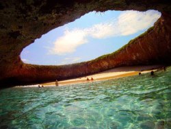 atlasobscura:  Hidden Beach - Mexico A gaping hole in the surface