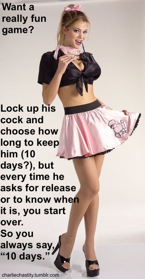 Want a really fun game?Lock up his cock and choose how long to