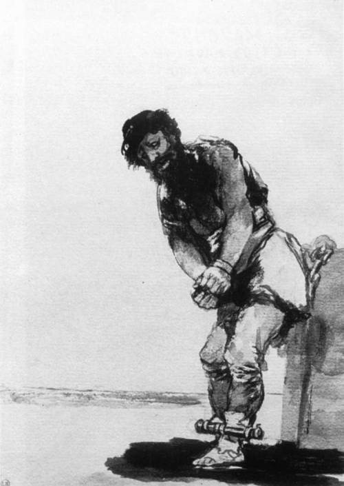 artist-goya:  Chained Prisoner, 1812, Francisco GoyaMedium: wash,ink,paper