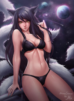 mickyyyyy:  Ahri(commission) by aromasensei 