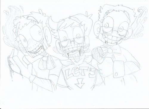 monodes:   Steam Machine…  So I was watching the latest Drunk Minecraft and I was gonna draw some funny stuff but then “Steam Machine” by Daft Punk came on my iPod, so  I had to draw something spooky. It’s basically Mark, Wade and Bob