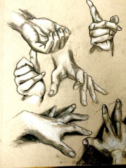 We have to draw 100 hands for my life drawing class in going