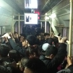 Rush hour on the train. #dalian #china #studyabroad #woah #blackhair