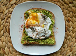 seedsnsmiles:  Slice of multi-grain toast with mashed avocado,