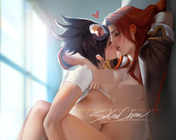 sakimichan:   Yuri pairing of Tracer and her girl for this term