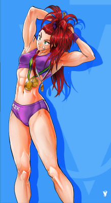 animemangamusclegirls: Captain Mizuki colored by Jonathan Viragine. 