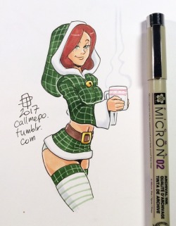 callmepo: Holiday Hottie tiny doodle of Wendy with a hot cup