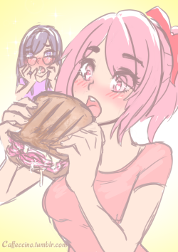 Madoka eats the ultimate sandwich, impressing Homura-chan with