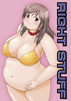 bigbellygirls:  Right Stuff by Kato Hayabusa, part 1. A Girl goes to work in a “special” restaurant catering for customers who want to fatten up girls. His ex comes to visit the place, feeds her ‘till her clothes rip, sex follows. Part 2 here.