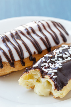 do-not-touch-my-food:  Chocolate-Glazed Eclairs with Vanilla