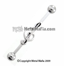  Metal Mafia SS Industrial Barbell with Treble Clef These industrial