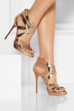 womenshoesdaily:  Jimmy Choo | Collar mirrored-leather sandals