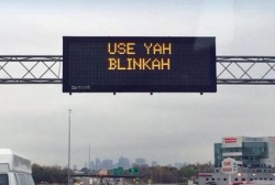 stacygwendolyne:  this is an actual sign on 93 south into boston