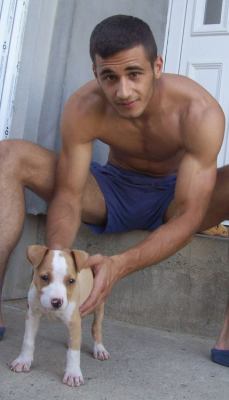 457. shortsandunderwear:  Cute dog and guy in short shorts 