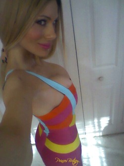 Pr1ncessBritney in her amazing multi-colored mini dress