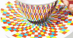asylum-art:  Mirror Teacups Reflect Colorful Patterns From The