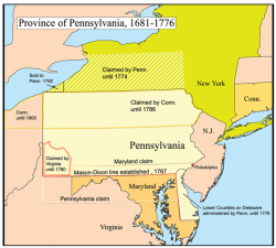 mapsontheweb:  Pennsylvania Colony Disputes.  Baltimore was almost