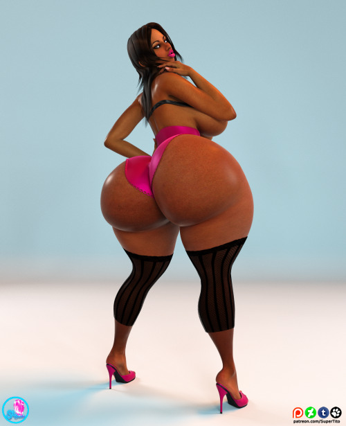 supertitoblog:  This is a birthday gift for @josephpmorganda of His big booty OC Ms. Waunetta I just had to do something with that big booty of hers lol much bigger too.  I hope you enjoy it man. Happy birthday man   very nice.