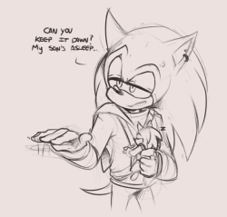 kayla-na:  Sonic the DadI dunno. lol Sonic being a dad. :>Posted