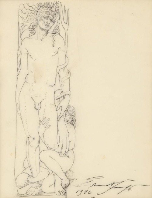 fragrantblossoms: Ernst Fuchs.  Preparatory drawing (detail)
