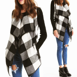 sheinsidefashion:  Plaid Belt Coat