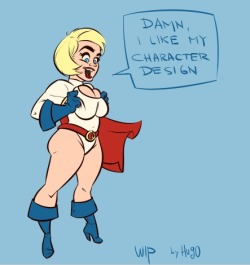 What a silly design, thank you DC :)Power Girl - Cartoon PinUp