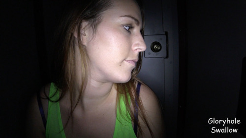 gloryholeswallow:  Hot new 24 yo cum hungry babe takes a trip to the Gloryhole for the first time and suck/fucks complete strangers.