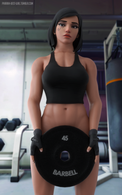 pharah-best-girl: At the gym! SFW and NSFW versions. Another