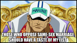 ace-is-dead:  Admiral Akainu Sends Out a Message of Solidarity