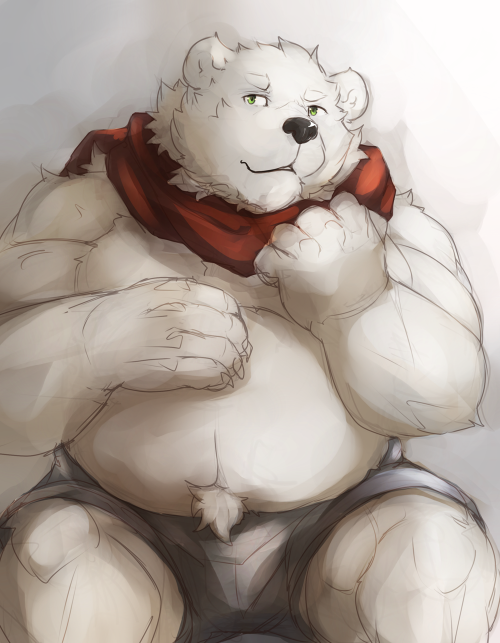 ralphthefeline:  Holidays are near but I usually don’t do holiday drawings so here is a polar bear all pudgy and with scarf.  