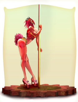 sinful-drawing:  POLE DANCE ART - Steampunk Pole Dancing by lenitySINFUL