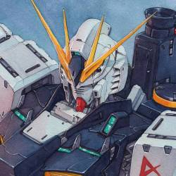 hectortrunnec:  Nu Gundam watercolor (detail) #illustration #gundam