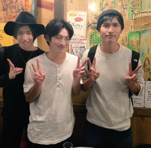 aokinsight:First 3-shoot of KItagawa Daiichi trio from Sakamoto-kunâ€™s twitter, in reverse position. Left-Right : Arisawa (Kunimi) - Tatsunari (Kageyama) - and Sakamoto (Kindaichi)