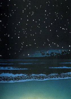 having-it-all:  Kawase Hasui (1883-1957) Night Sea, woodblock
