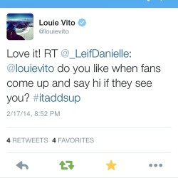 So this happened… Ahh!! 😊👍💜 #louievito #MCM #twitter