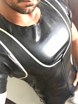 crazycuir:Me in rubber suit (two layer) Two words: fucking hot!