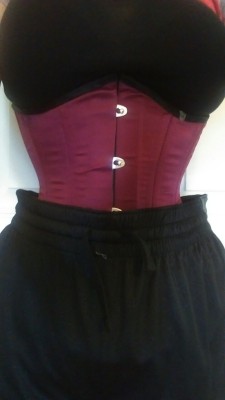 tightlaced-pinup:Wearing my bfs shorts over my corset makes this