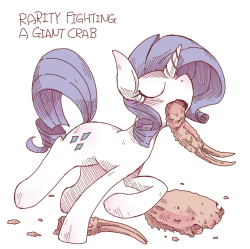 kolshica:  Rarity Fighting a Giant Crab!  Sums up BronyCon well