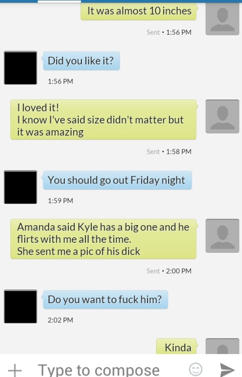 hotwifenicole:  ashandj:  This is really hot! Someone is about to become a hotwife.  I have a new fetishâ€¦ reading this couples text messages. 