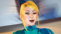 hentai-is-where-its-at:  Samus Facial Request!Did somethings