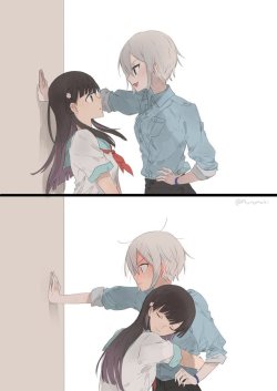 wholesomeyuri:  ✧･ﾟ: *✧ Kabedon Surprise ✧ *:･ﾟ✧♡