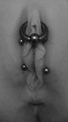 pussymodsgaloreA triangle piercing with a heavy gauge ring. (The