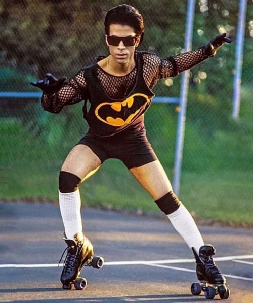 blondebrainpower:  Prince roller skating on his tennis court Photo