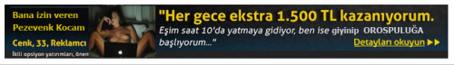  Şu reklama gıcık oluyordum. Olması gerektiği şekle çevirdim… :) Eşin gidip yattıysa, sen de gidip yanına yat pezevenk, sarıl, beraber uyu… PC başında ne bok yiyorsun? Git bak bakalım, kadının canı bi şey mi istiyo, mastürbasyon