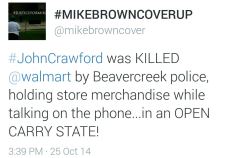 land-of-propaganda:  #JohnCrawford #Ferguson  But it isn’t