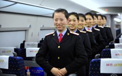 Grin and bear it (attendants on the Beijing Railway being instructed in the proper way to smile)