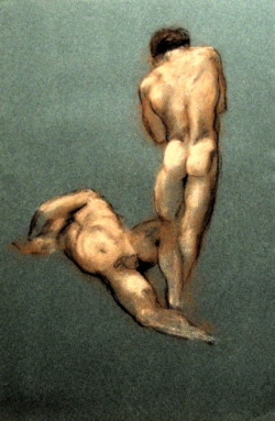John LeGrand Untitled (Two Nudes) 1960s USA - Pastel on tinted