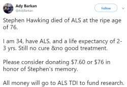 thejusticethatissocial:   ALS Research to Honor Stephen Hawking