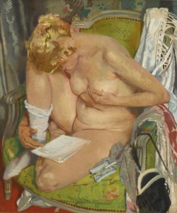 lingerieinart:  William Orpen, Nude Girl Reading, oil on canvas,