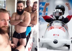 attractiveolympians:  Shirtless, Muscley, Bearded Canadian Bobsledders